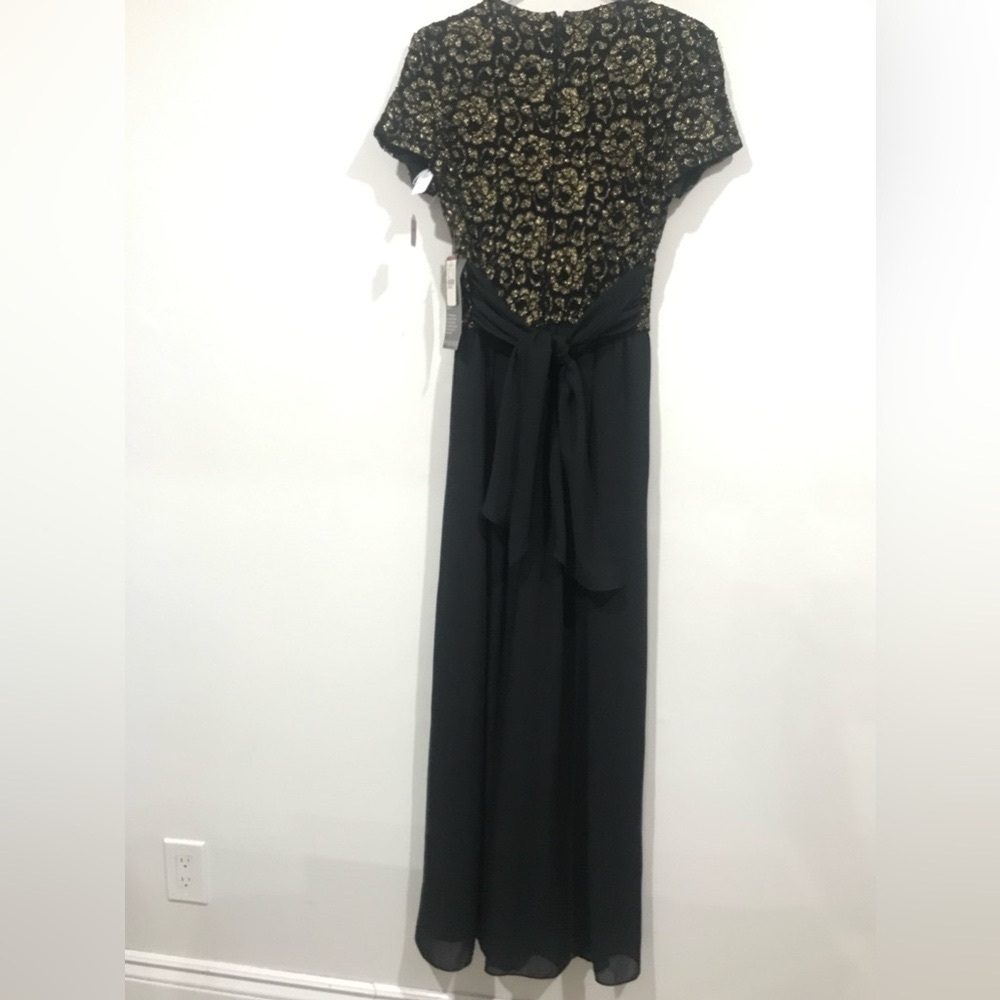 Formal Elegant Black Dress with Gold size 8